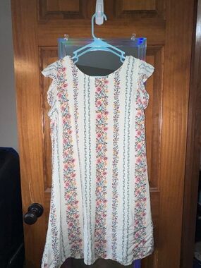 Old Navy White Mini Dress with Multicolor Floral Stripes